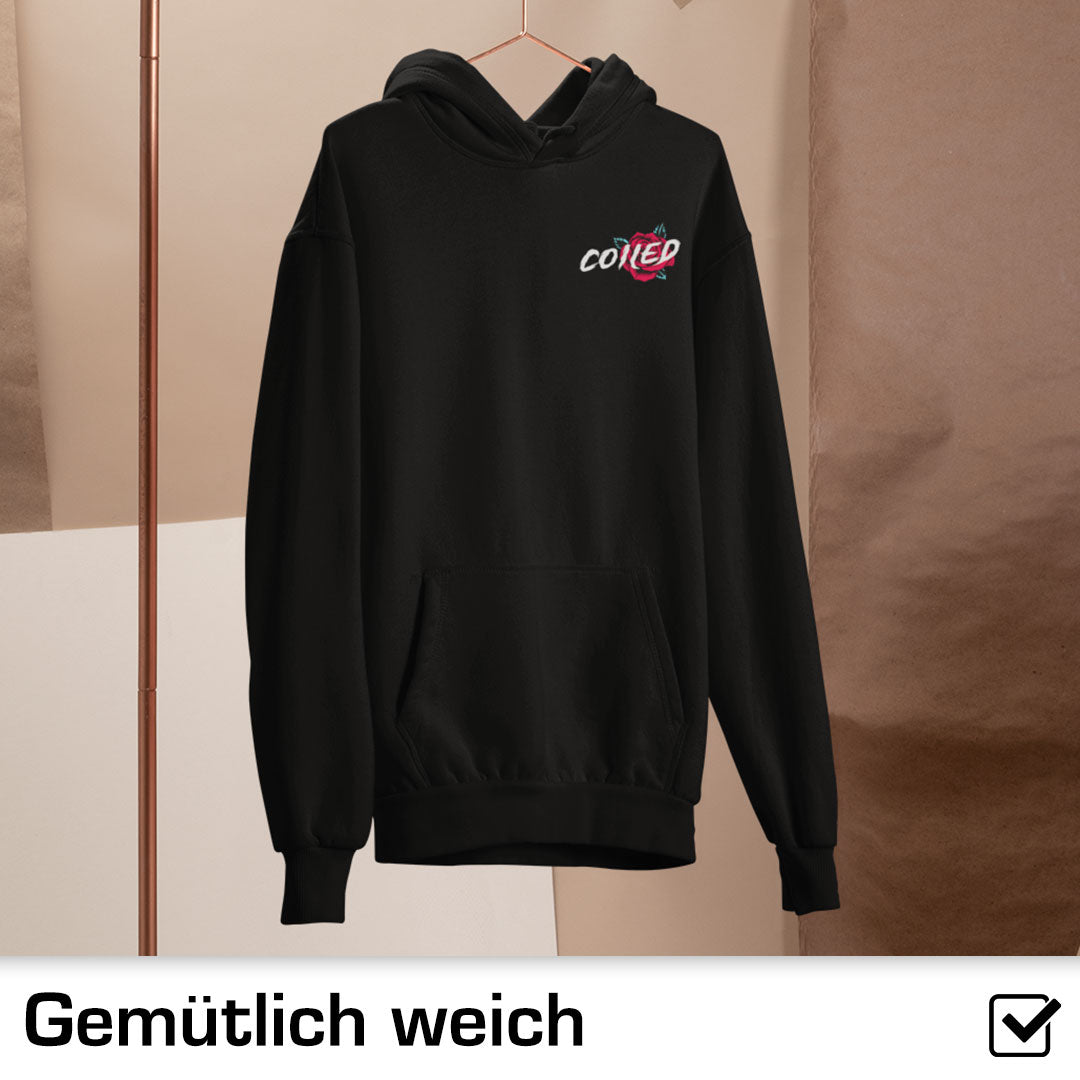 "Unisex Kapuzenpullover Hoodie mit JDM Backprint und Luftfahrwerk-Abbild von TuninghunterZ - Auto und Tuning Bekleidung für Auto und Tuningfans."