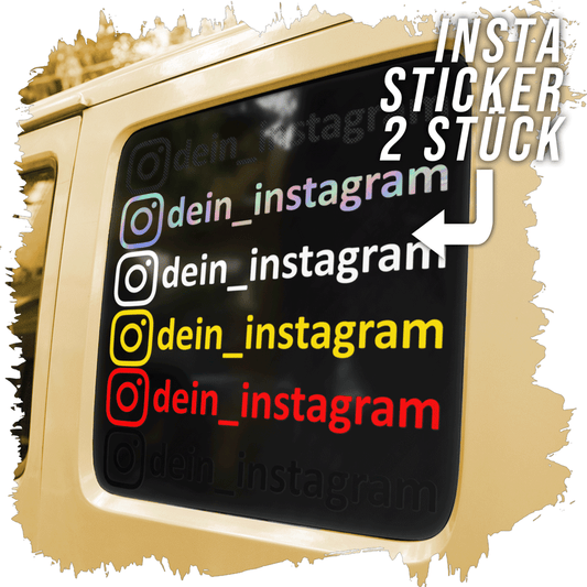 Alt-Text: "2 Individuelle Social Media-Sticker von tuninghunterZ - Personalisiere dein Auto mit deinem Namen!"