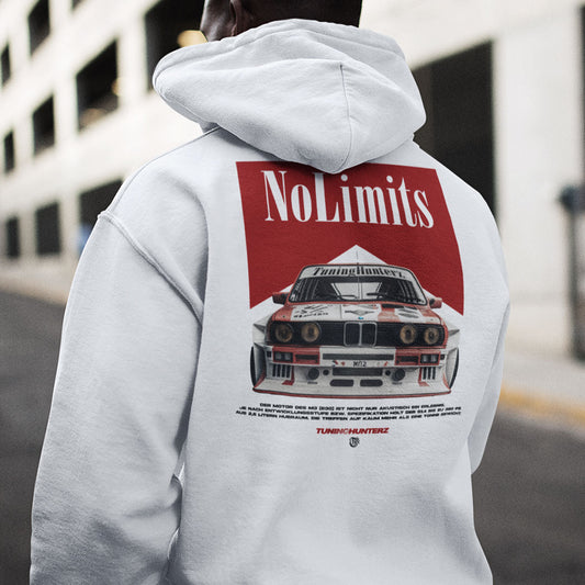 BMW E30 x NO LIMITS Hoodie - Marlboro DTM Design - Tuninghunterz - Auto & Tuning Bekleidung für Motorsport Fans - Exklusiv bei tuninghunterZ.