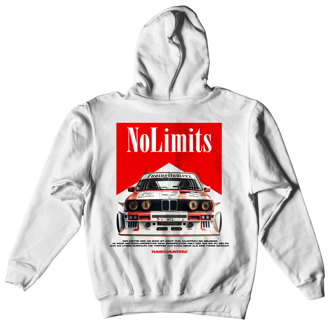 BMW E30 x NO LIMITS Hoodie - Marlboro DTM Design - Tuninghunterz - Auto & Tuning Bekleidung für Motorsport Fans - Exklusiv bei tuninghunterZ.