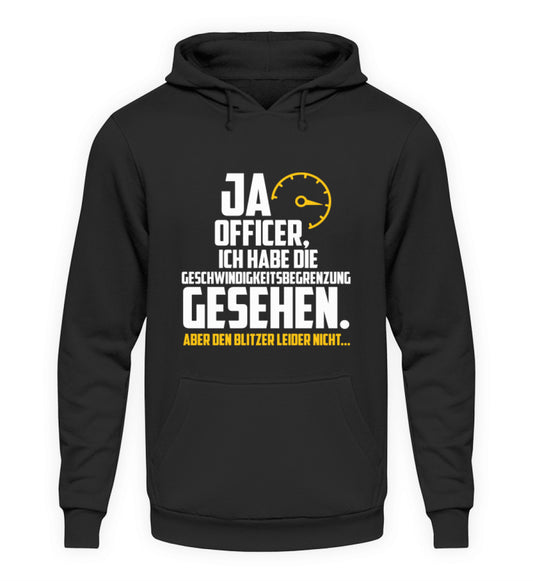"Tuninghunterz Ja Officer Hoodie - Blitzer, Tempolimit Spruch - Bekleidung für Auto und Tuningfans"